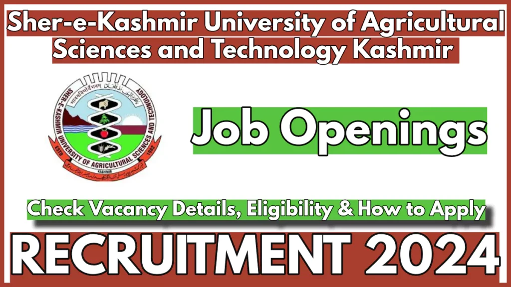 SKUAST Kashmir Project Staff Vacancy