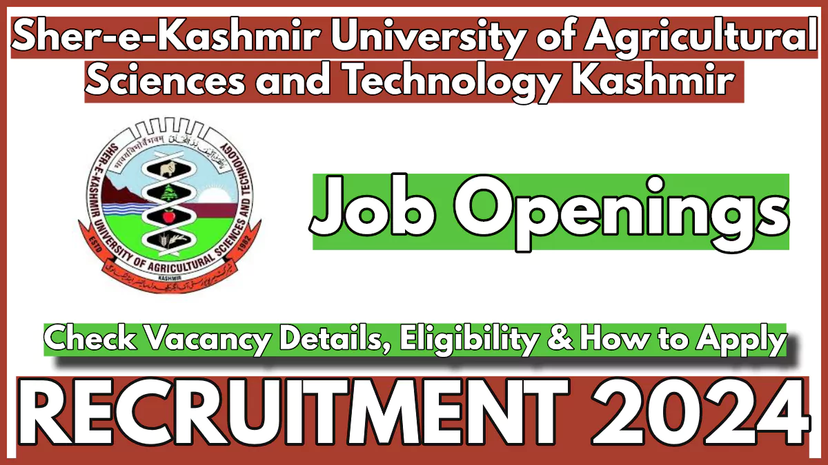 SKUAST Kashmir Project Staff Vacancy in Division of Entomology