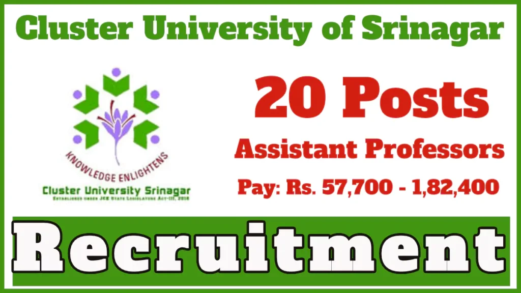 Cluster University Srinagar Assistant Professors Recruitment 2024, Apply Online Now