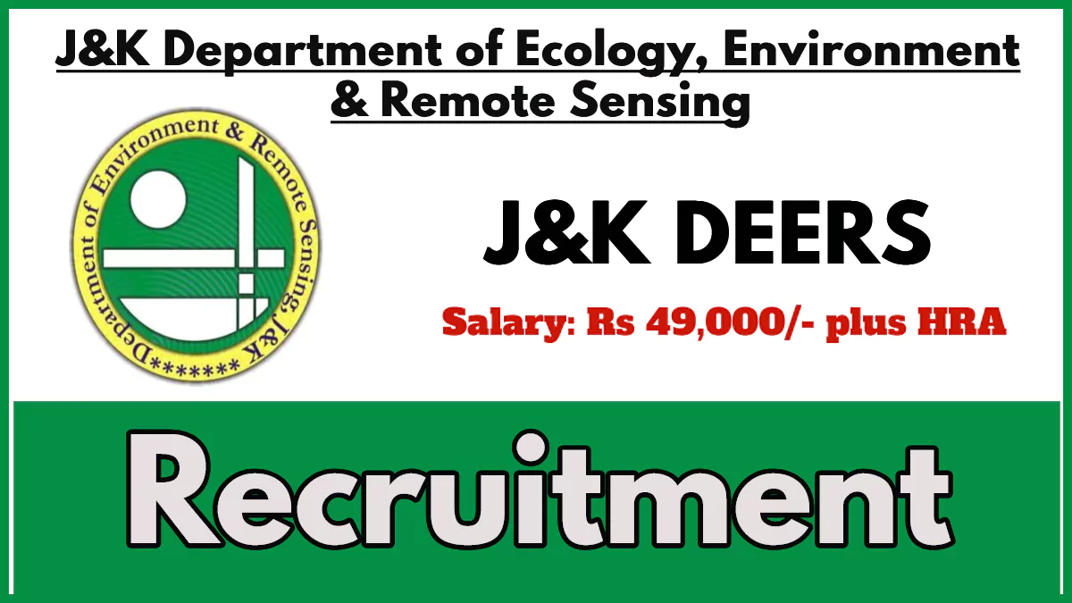 JKDEERS Recruitment 2024, Apply Now for Principal Project Associate Post