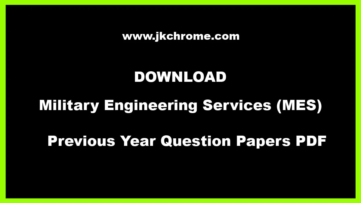 Army MES Previous Year Question Papers PDF Download Solved Papers