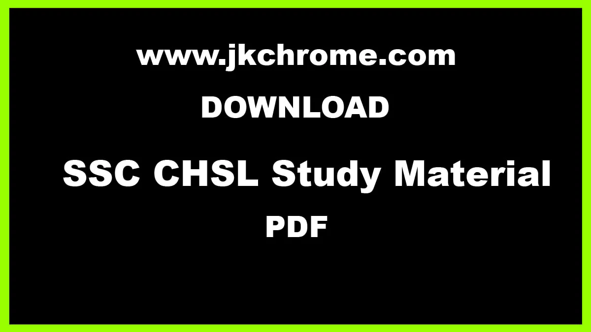 SSC CHSL Study Material PDF | Download Notes & Free Books