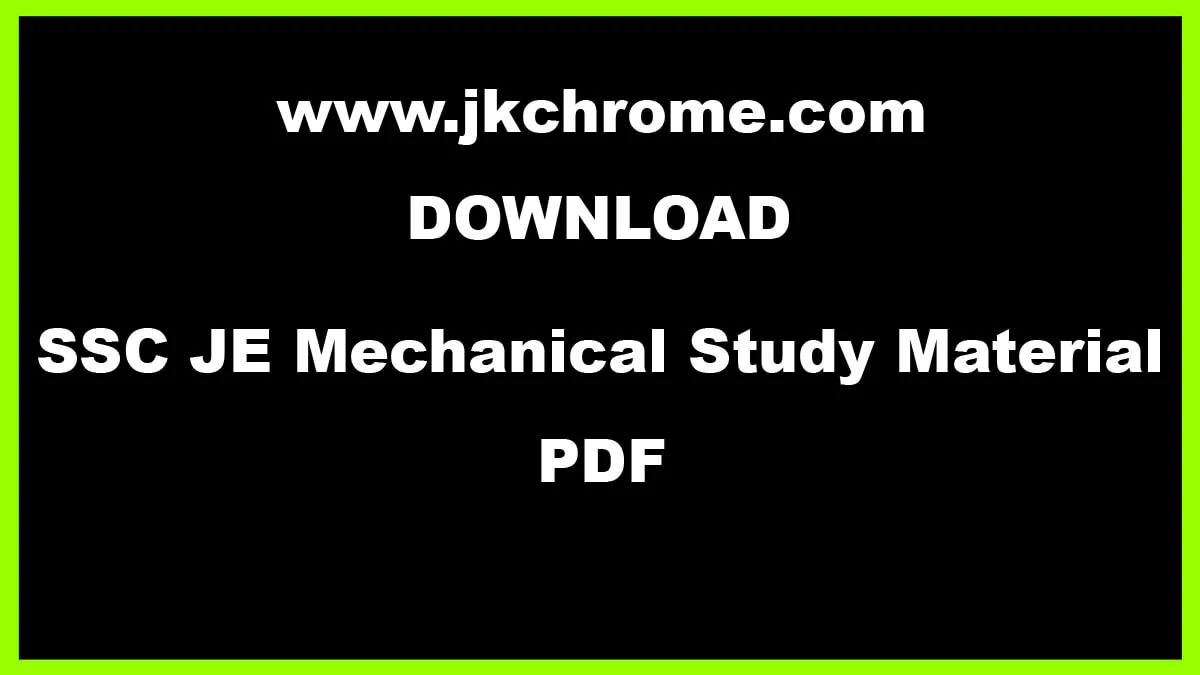 SSC JE Mechanical Study Material | Download Free PDF Books Here