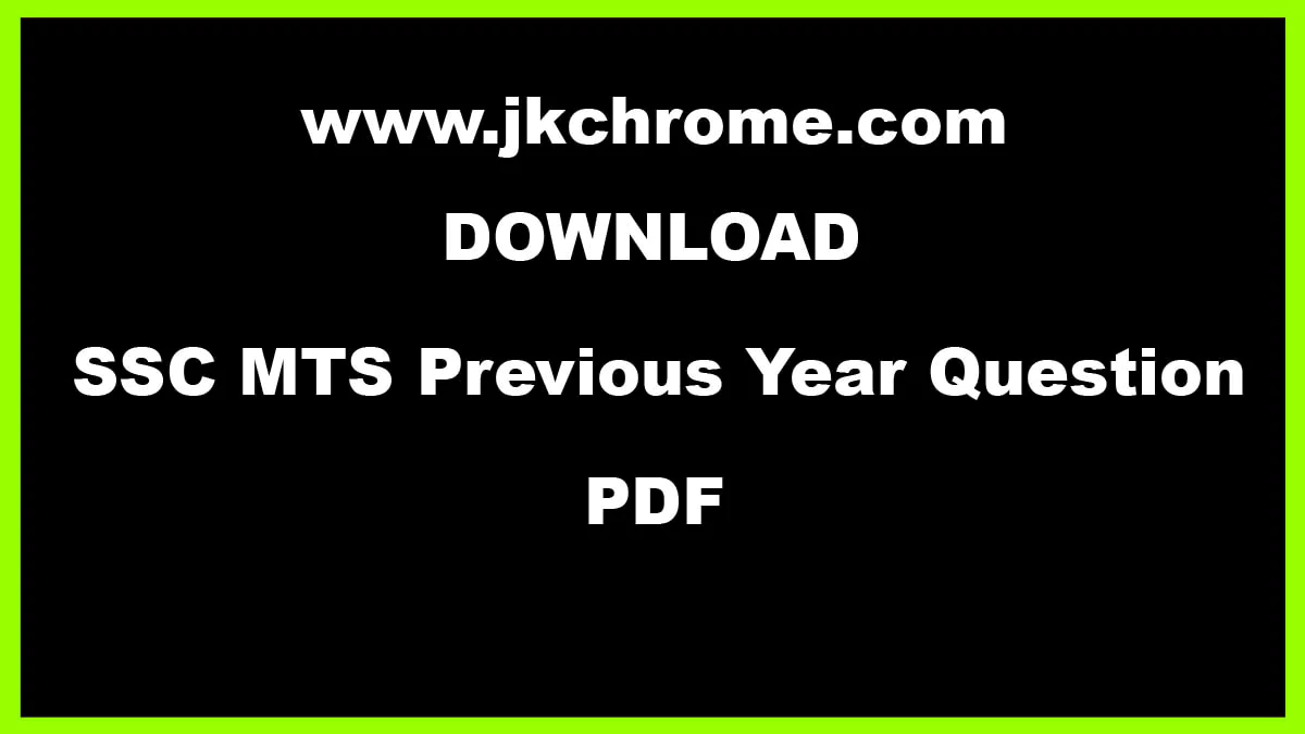 SSC MTS Previous Year Question Papers PDF | Download