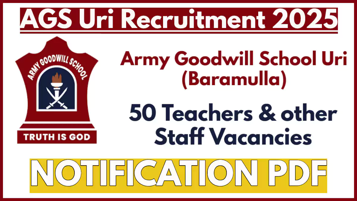 Army Goodwill School Uri 50 Vacancies Out, Apply for Teaching & Non-Teaching Staff