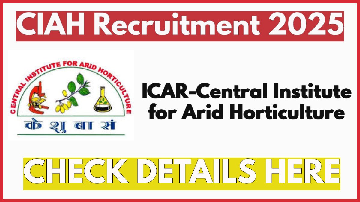 CIAH Recruitment 2025 Notification, Walk-in Interview for Young Professional Post