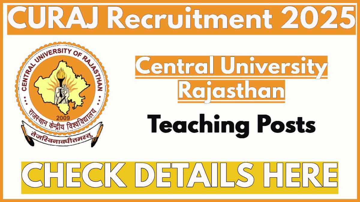 Central University RAJ Teaching Vacancies Out 2025 Notification – Apply Online