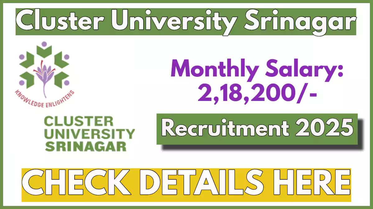 Cluster University Srinagar Recruitment 2025 Notification, Apply Now, Last Date 11 Feb