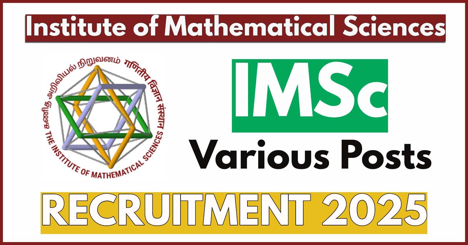 IMSC Recruitment 2025, Apply for Various Project & Administrative Trainee Posts