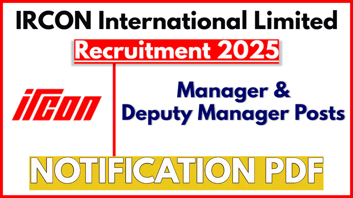 IRCON Recruitment 2025 Notification PDF, Apply Now for Managerial Vacancies