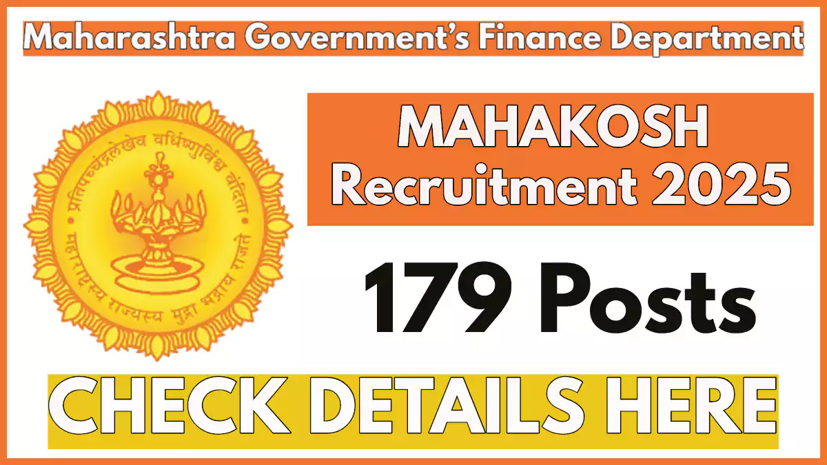 MAHAKOSH Recruitment 2025: Apply Online for 179 Junior Accountant Vacancies