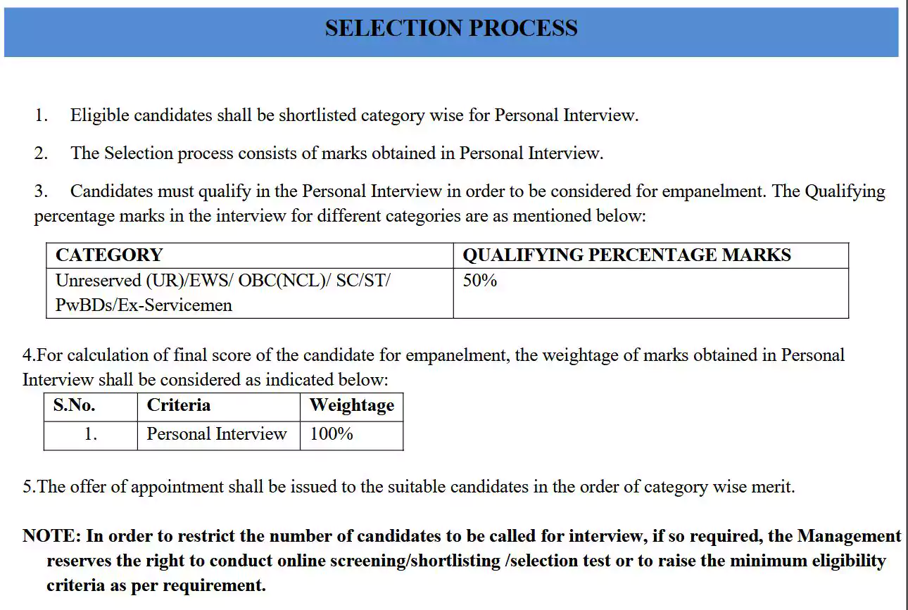 THDC SELECTION PROCESS