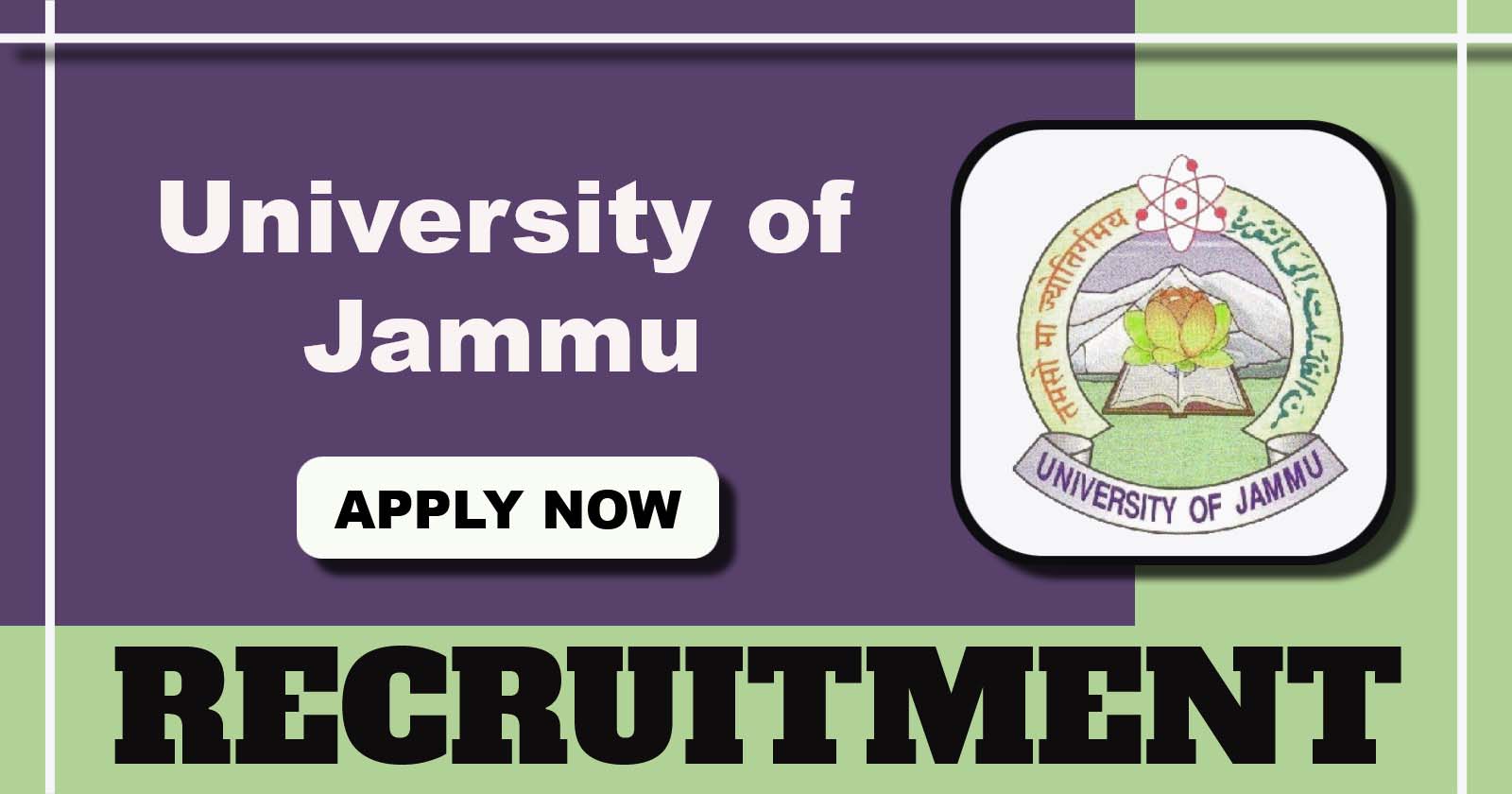 University of Jammu Recruitment 2025 Notification, Check Vacancy, Monthly Salary 37,000