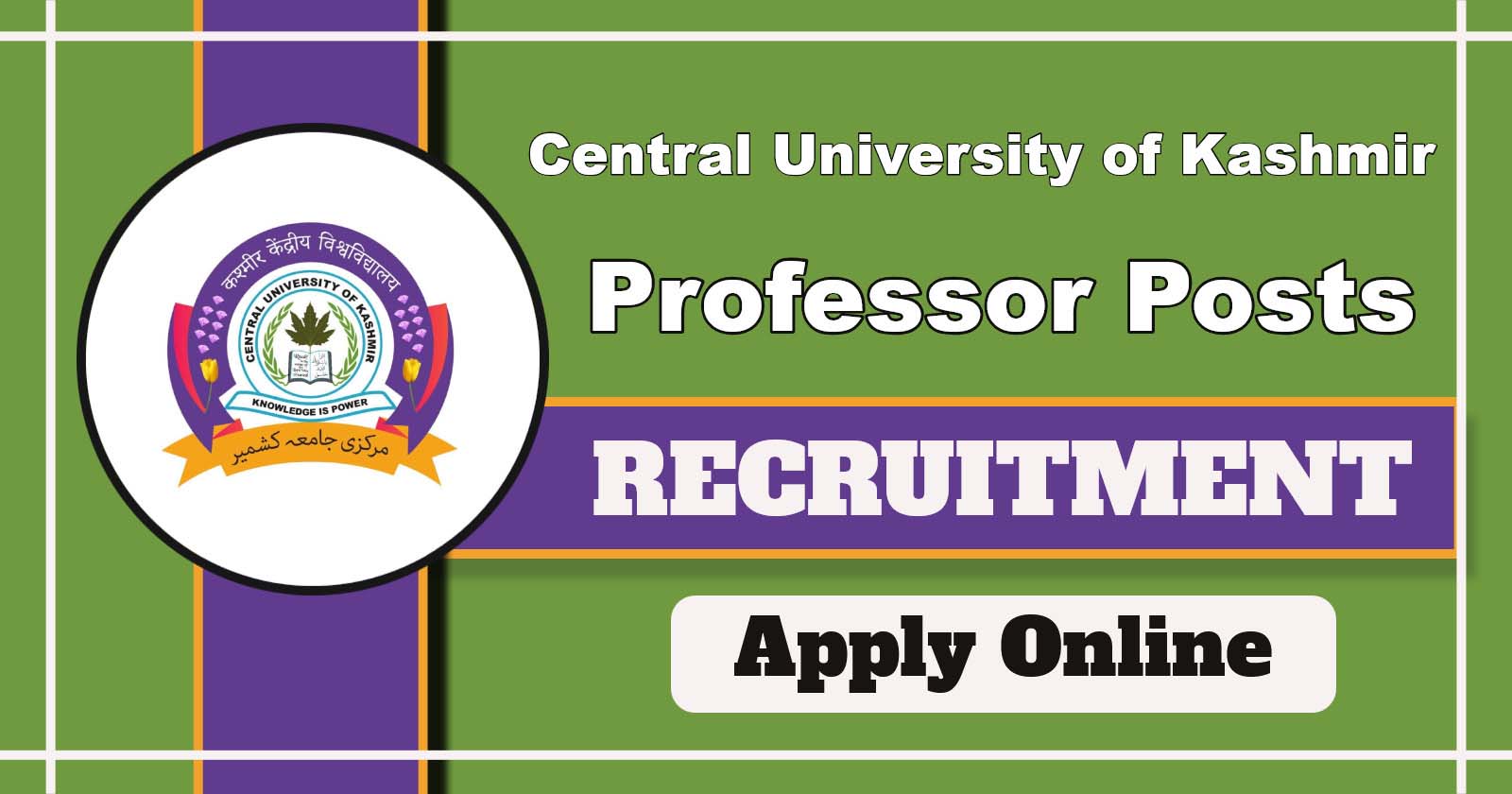 Central University of Kashmir Recruitment 2025 Notification: Apply for Professor Posts