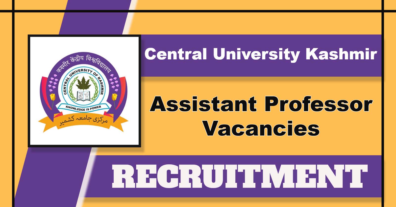 Central University Kashmir Assistant Professor Recruitment 2025, Apply Online Now, Last Date 10 March