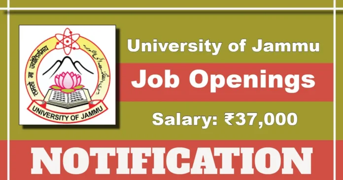 University of Jammu Research Assistant 2025 Notification Out for PAST Project