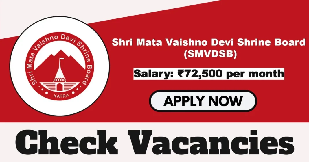 SMVDSB Acharya Vacancy 2025 Notification released – Apply by 30 April