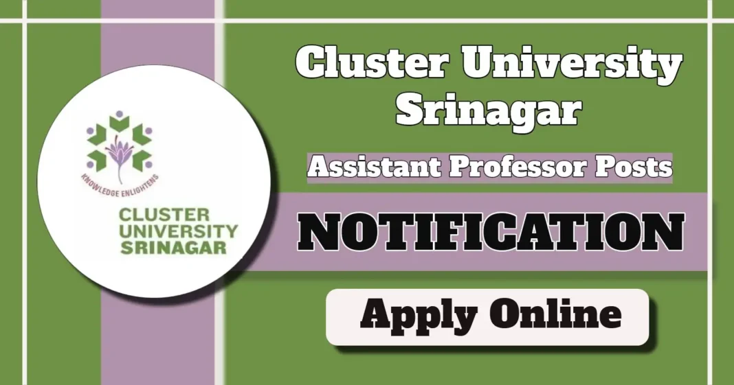 Cluster University Srinagar Opens Assistant Professor Posts in various Departments – Apply by 3 June
