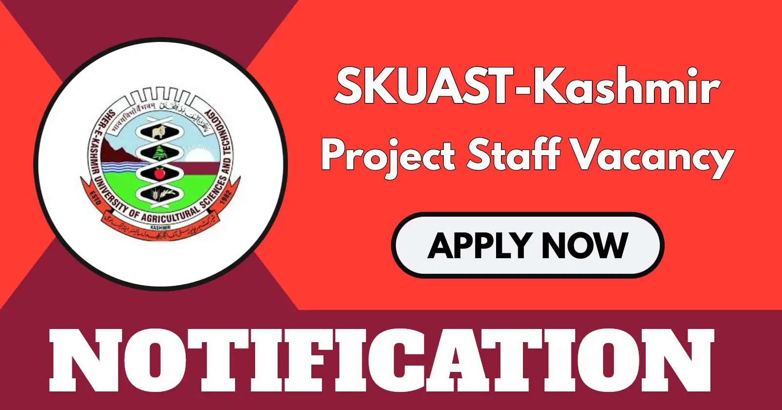 SKUAST Kashmir Hiring for 16 Project Posts Under MeiTY Agri-Excellence Initiative, Extension of form submission date