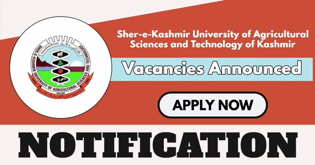 SKUAST-K Project Assistant Post Vacancy Announced, Monthly Salary 20,000