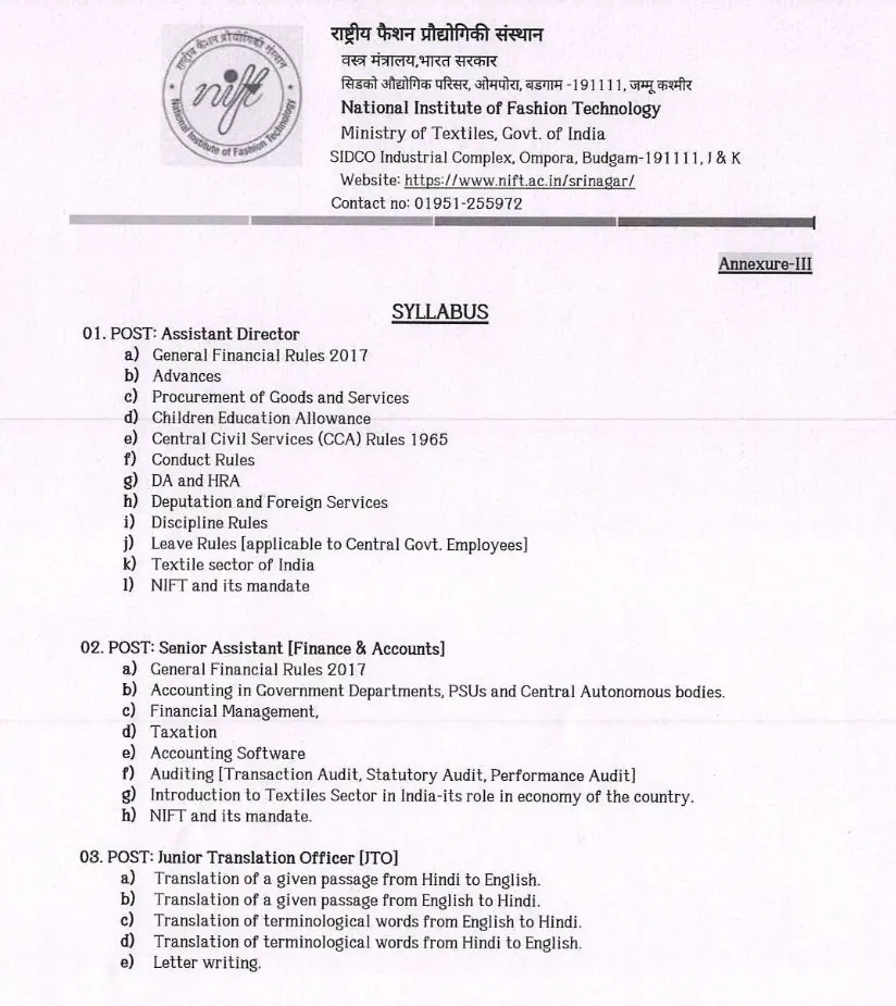 NIFT Srinagar Group-B Posts, Check Vacancy Details and Apply by 5 July