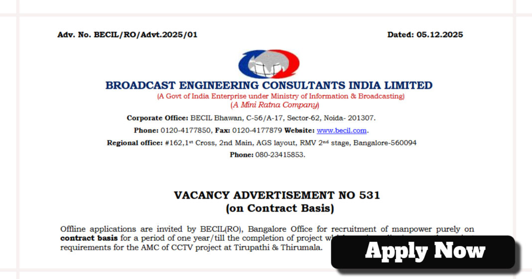 BECIL Recruitment 2025: Apply for Manager & Engineer Posts, Salary up to ₹95,000