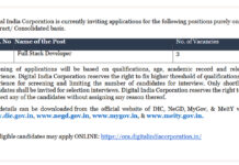 Digital India Corporation Recruitment 2026: Apply for Full Stack Developer Posts